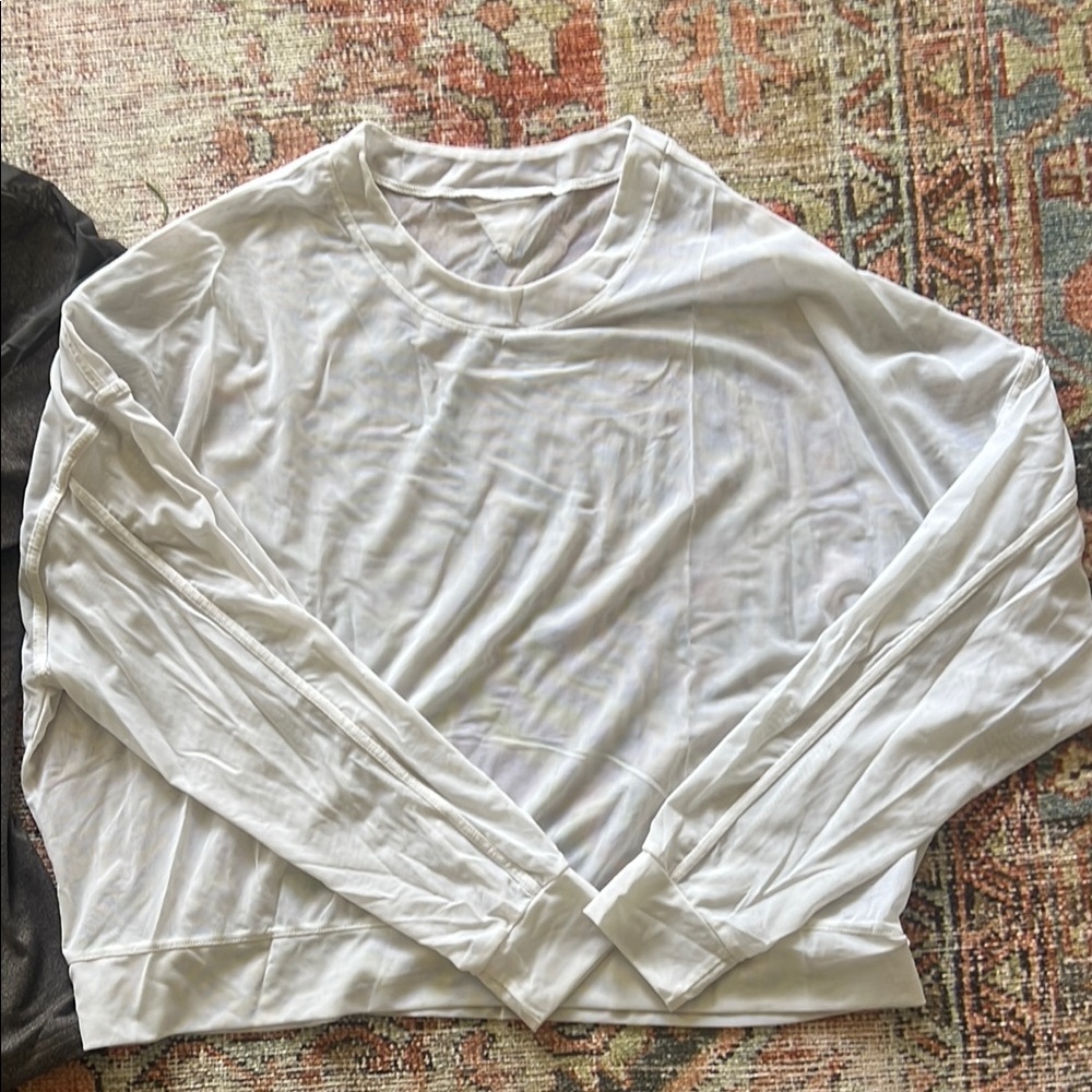 3 pieces- ALO jacket, mesh crop pullover, and front lacing crop top, size small - Picture 3 of 4